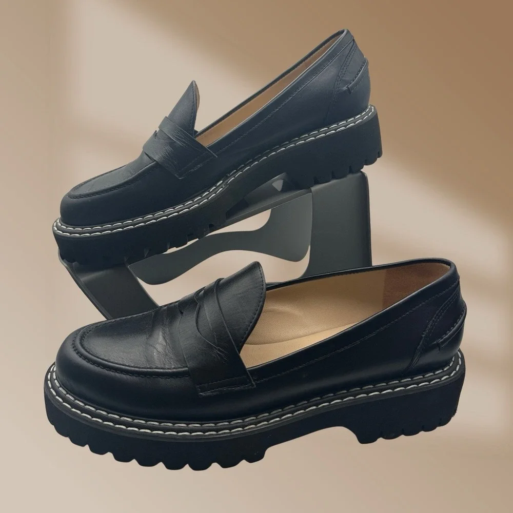 Jon Josef Black Penny Loafers Ladies Size 39 US Size 8